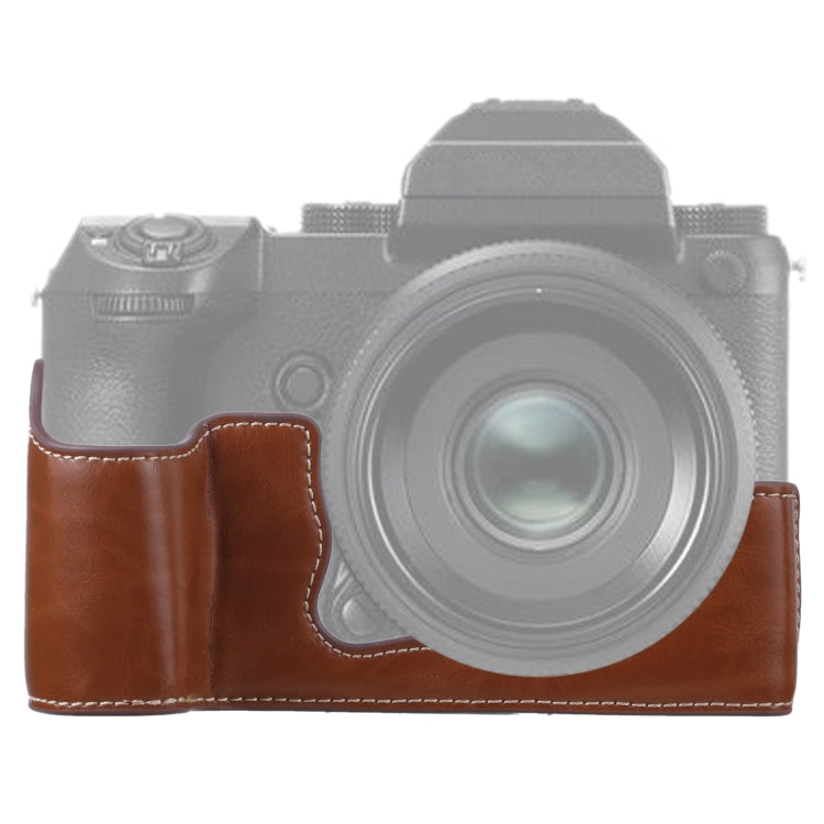 Base mezza custodia per fotocamera in pelle PU con filo da 1/4 di pollice per FUJIFILM GFX 50S, For FUJIFILM GFX 50S