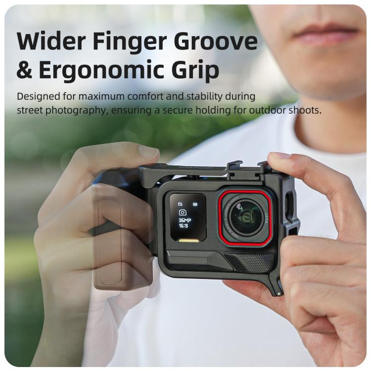 Impugnatura ergonomica Sunnylife per fotografia di strada, con sgancio rapido per Insta360 Ace Pro 2/1, EP2-BK037 For Insta360 Ace Pro 2 / 1