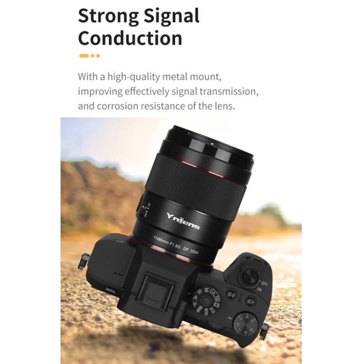 Obiettivo a focale fissa YONGNUO YN85MM F1.8S DSM per fotocamere full-frame Sony ILCE-7M4 / ILCE-7SM3 con attacco E., YN85mm F1.8S