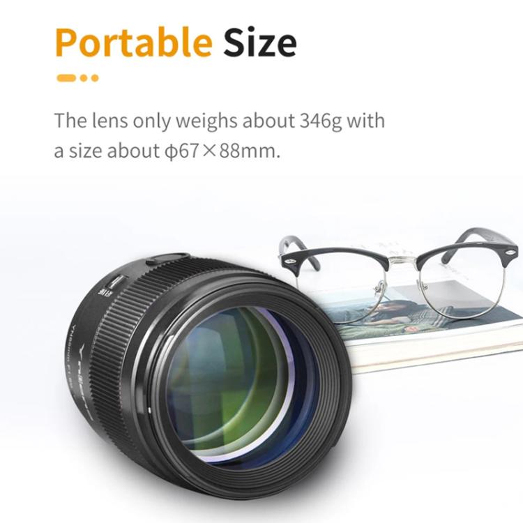 Obiettivo a focale fissa YONGNUO YN85MM F1.8S DSM per fotocamere full-frame Sony ILCE-7M4 / ILCE-7SM3 con attacco E., YN85mm F1.8S