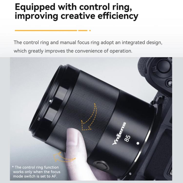 Obiettivo YONGNUO YN85mm F1.8Z DF DSM per fotocamere full-frame Nikon Z6II / Z7II con attacco Z., YN85mm F1.8Z