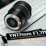 Obiettivo YONGNUO YN17mm F1.7M con attacco M4/3 per fotocamere mirrorless, YN17mm F1.7M