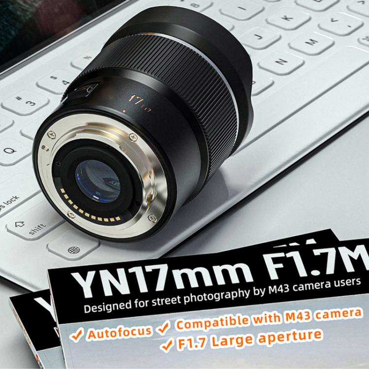 Obiettivo YONGNUO YN17mm F1.7M con attacco M4/3 per fotocamere mirrorless, YN17mm F1.7M