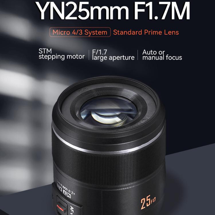 Obiettivo YONGNUO YN25mm F1.7M STM con attacco M4/3 per Panasonic / Olympus, YN25mm F1.7M