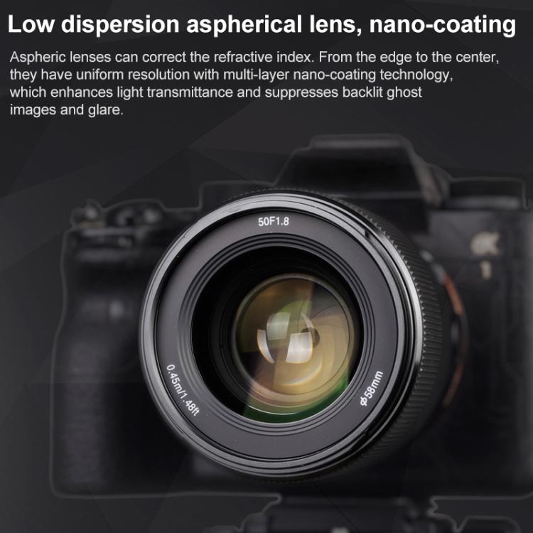 Obiettivo YONGNUO YN50mm F1.8S DF DSM Full Frame Auto Focus Standard Prime per fotocamere mirrorless Sony con attacco E, YN50mm F1.8S Full Frame