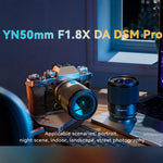 Obiettivo YONGNUO YN50mm F1.8X DA DSM Pro per fotocamere mirrorless con attacco FUJIFILM X-mount, formato APS-C., YN50mm F1.8X DA DSM Pro