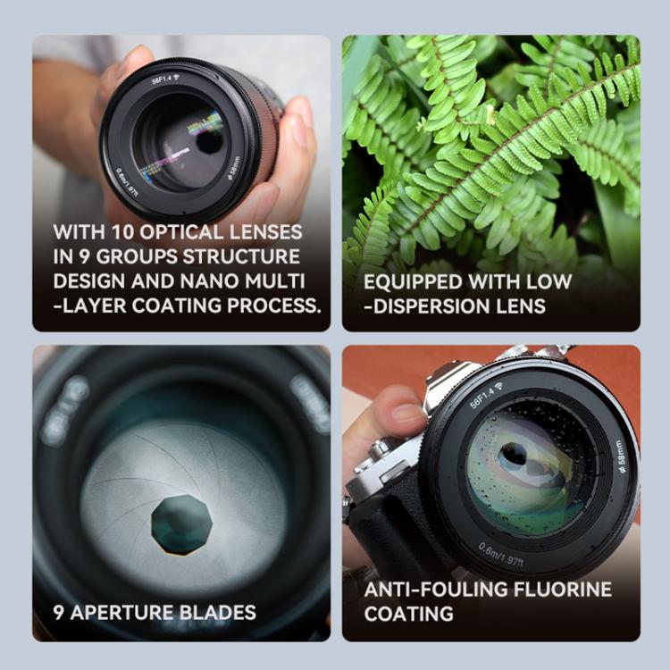Obiettivo YONGNUO YN56mm F1.4Z DA DSM WL Pro per sensori APS-C con telecomando per attacco Nikon Z., YN56mm F1.4Z DA DSM WL Pro