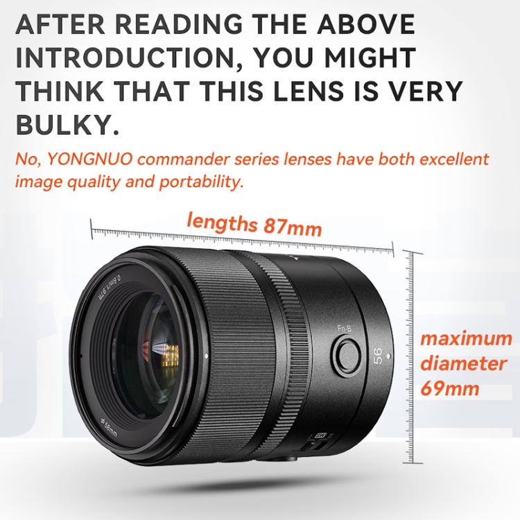 Obiettivo YONGNUO YN56mm F1.4Z DA DSM WL Pro per sensori APS-C con telecomando per attacco Nikon Z., YN56mm F1.4Z DA DSM WL Pro