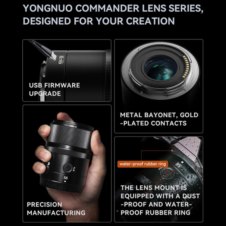 Obiettivo YONGNUO YN56mm F1.4Z DA DSM WL Pro per sensori APS-C con telecomando per attacco Nikon Z., YN56mm F1.4Z DA DSM WL Pro