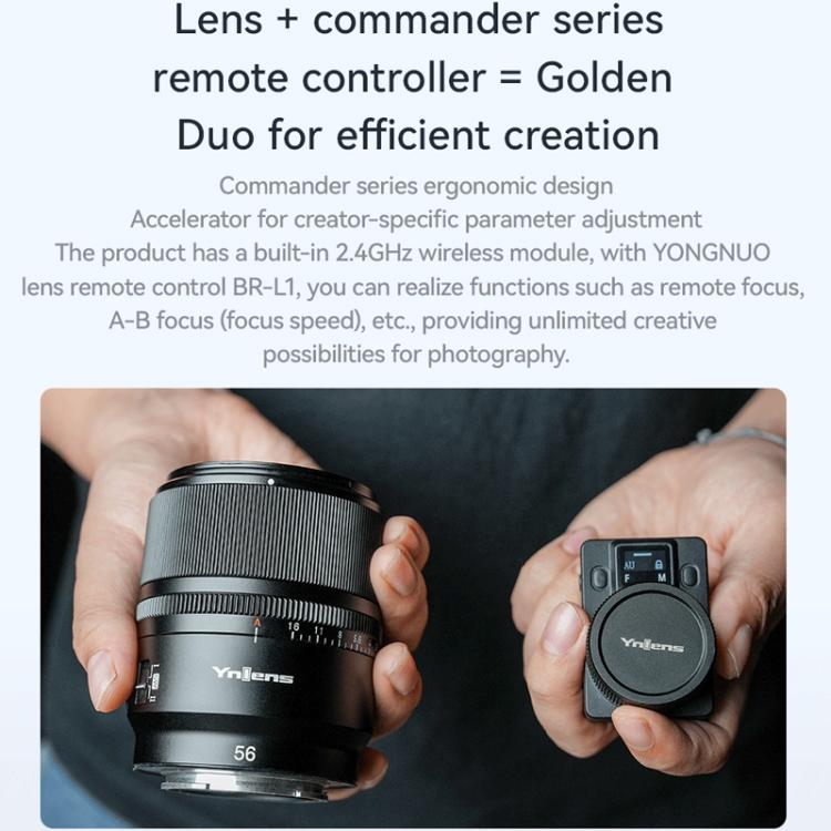 Obiettivo YONGNUO YN56mm F1.4S DA DSM WL Pro per sensori APS-C con telecomando per attacco Sony E., YN56mm F1.4S DA DSM WL Pro