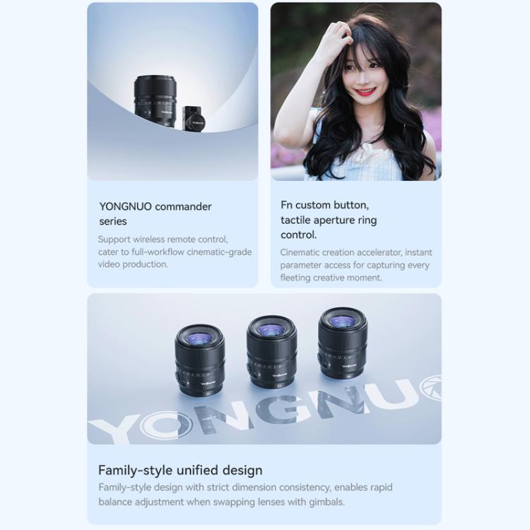 Obiettivo YONGNUO YN56mm F1.4S DA DSM WL Pro per sensori APS-C con telecomando per attacco Sony E., YN56mm F1.4S DA DSM WL Pro
