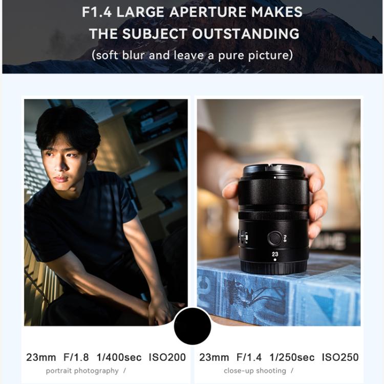 Obiettivo YONGNUO YN23mm F1.4Z DA DSM WL Pro per sensori APS-C con telecomando per attacco Nikon Z., YN23mm F1.4Z DA DSM WL Pro