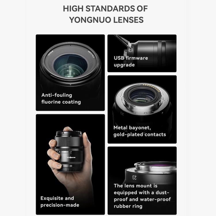 Obiettivo YONGNUO YN23mm F1.4S DA DSM WL Pro per sensori APS-C con telecomando, compatibile con fotocamere Sony con attacco E., YN23mm F1.4S DA DSM WL Pro