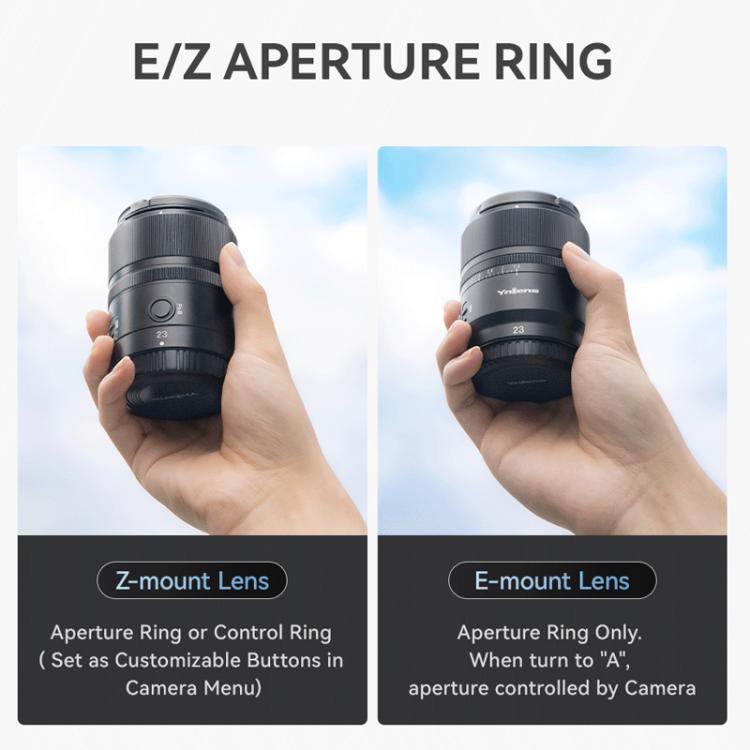 Obiettivo YONGNUO YN23mm F1.4S DA DSM WL Pro per sensori APS-C con telecomando, compatibile con fotocamere Sony con attacco E., YN23mm F1.4S DA DSM WL Pro