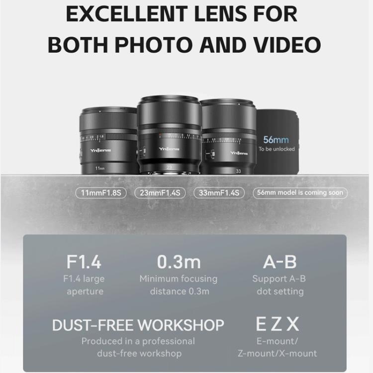 Obiettivo YONGNUO YN23mm F1.4S DA DSM WL Pro per sensori APS-C con telecomando, compatibile con fotocamere Sony con attacco E., YN23mm F1.4S DA DSM WL Pro