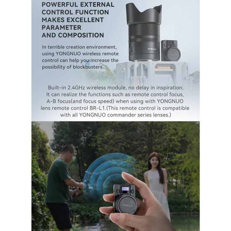 Obiettivo YONGNUO YN33mm F1.4Z DA DSM WL Pro per sensori APS-C con telecomando per attacco Nikon Z., YN33mm F1.4Z DA DSM WL Pro