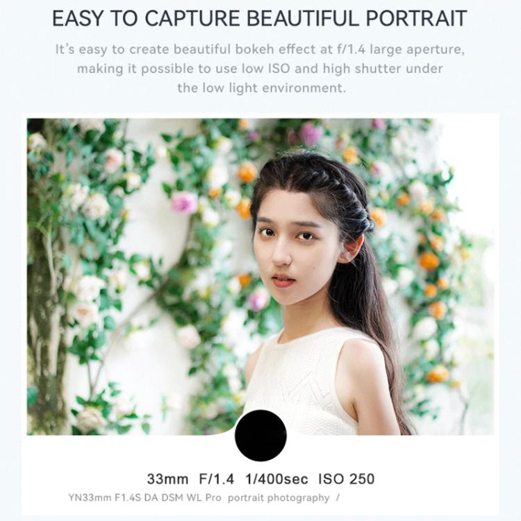 Obiettivo YONGNUO YN33mm F1.4S DA DSM WL Pro per sensori APS-C con telecomando, compatibile con attacco Sony E., YN33mm F1.4S DA DSM WL Pro