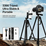 3366 Treppiede portatile da 1,4 m per telefono, selfie in diretta, videocamera DV, fotocamera reflex