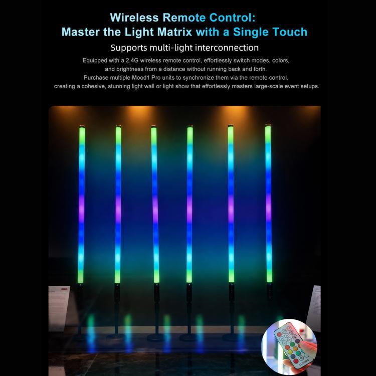 LUXCeO Mood1 Pro 90cm RGB Colorful Atmosphere Rhythm LED Stick Handheld Video Photo Fill Light, No Treppied, 90cm