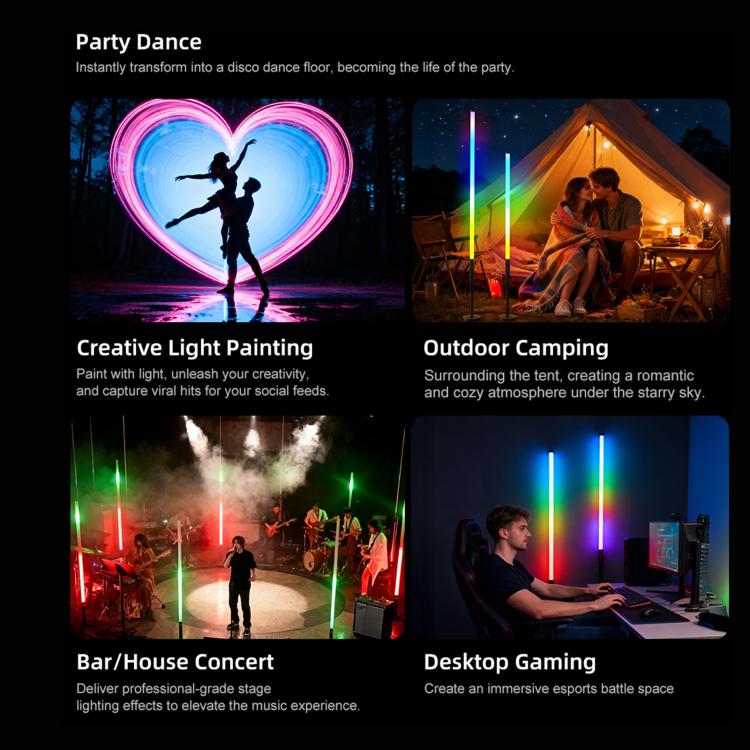 LUXCeO Mood1 Pro 90cm RGB Colorful Atmosphere Rhythm LED Stick Handheld Video Photo Fill Light, No Treppied, 90cm