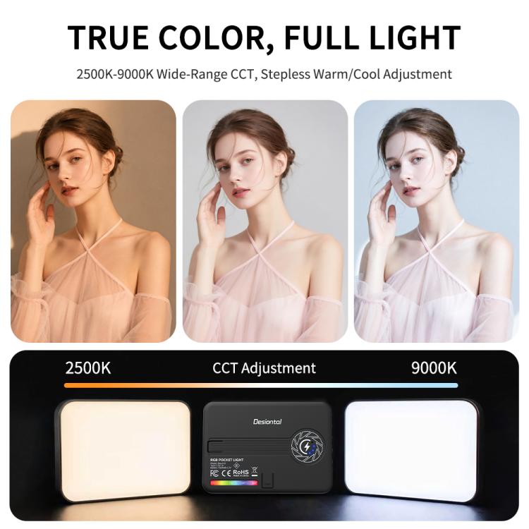 Luce video LED tascabile Desiontal iReal-X3 Slim RGB Fill Light 2500K-9000K, iReal-X3