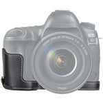 Base mezza custodia per fotocamera in pelle PU con filo da 1/4 di pollice per Canon EOS 5D Mark IV / 5D Mark III, For Canon 5D4