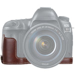 Base mezza custodia per fotocamera in pelle PU con filo da 1/4 di pollice per Canon EOS 5D Mark IV / 5D Mark III, For Canon 5D4
