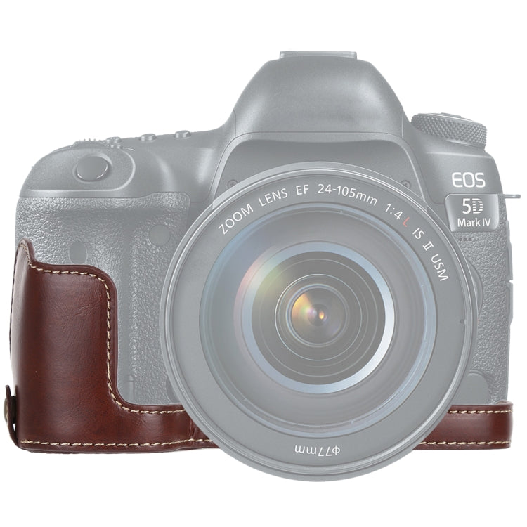 Base mezza custodia per fotocamera in pelle PU con filo da 1/4 di pollice per Canon EOS 5D Mark IV / 5D Mark III, For Canon 5D4