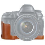 Base mezza custodia per fotocamera in pelle PU con filo da 1/4 di pollice per Canon EOS 5D Mark IV / 5D Mark III, For Canon 5D4