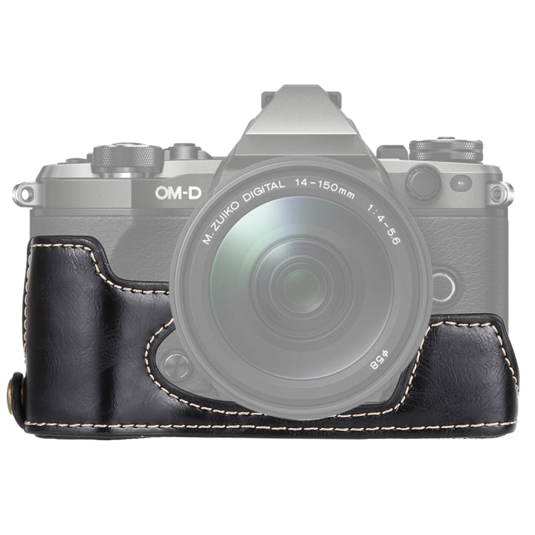 Base mezza custodia per fotocamera in pelle PU con filo da 1/4 di pollice per Olympus EM5 / EM5 Mark II, For Olympus EM5