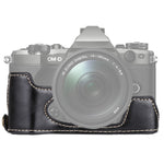 Base mezza custodia per fotocamera in pelle PU con filo da 1/4 di pollice per Olympus EM5 / EM5 Mark II, For Olympus EM5