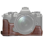 Base mezza custodia per fotocamera in pelle PU con filo da 1/4 di pollice per Olympus EM5 / EM5 Mark II, For Olympus EM5