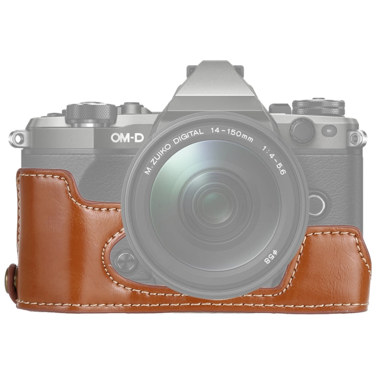 Base mezza custodia per fotocamera in pelle PU con filo da 1/4 di pollice per Olympus EM5 / EM5 Mark II, For Olympus EM5