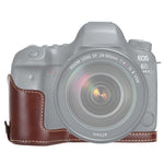 Base mezza custodia per fotocamera in pelle PU con filo da 1/4 di pollice per Canon EOS 6D / 6D Mark II, For Canon 6D2