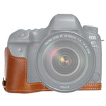 Base mezza custodia per fotocamera in pelle PU con filo da 1/4 di pollice per Canon EOS 6D / 6D Mark II, For Canon 6D2
