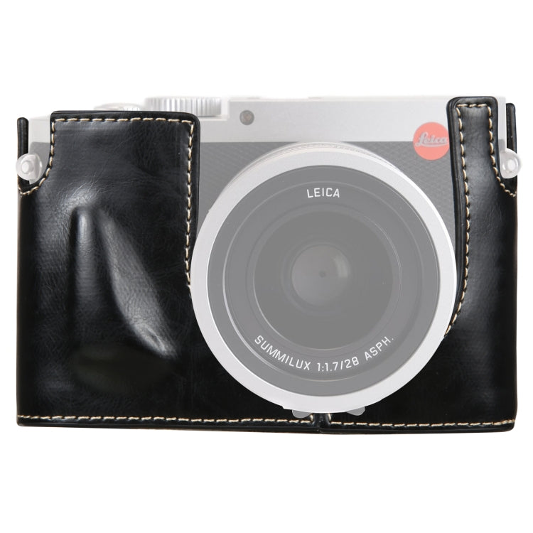 Base mezza custodia per fotocamera in pelle PU con filettatura da 1/4 di pollice per Leica Q (tipo 116), For Leica Q