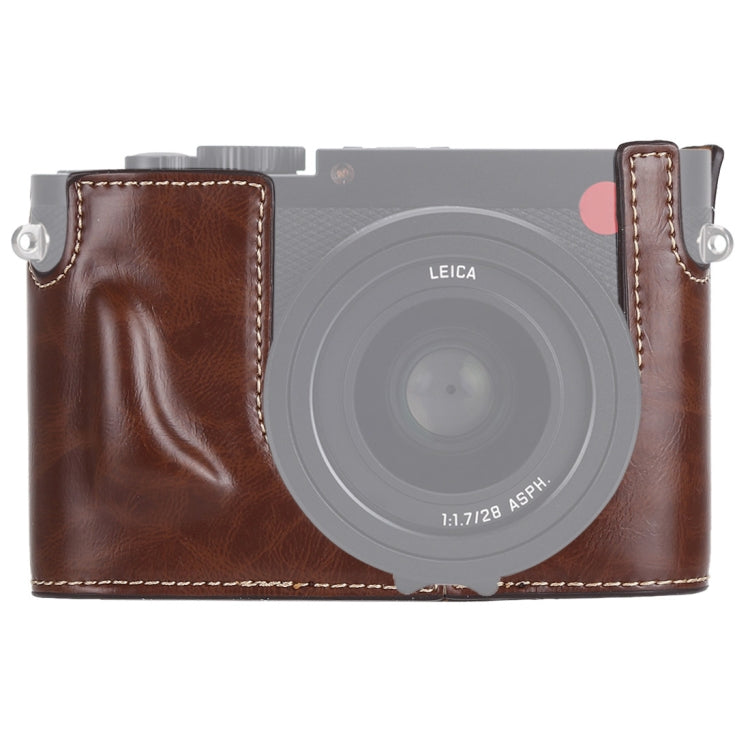 Base mezza custodia per fotocamera in pelle PU con filettatura da 1/4 di pollice per Leica Q (tipo 116), For Leica Q