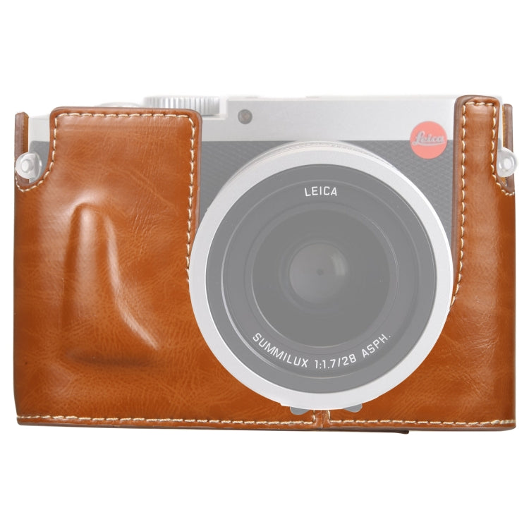 Base mezza custodia per fotocamera in pelle PU con filettatura da 1/4 di pollice per Leica Q (tipo 116), For Leica Q