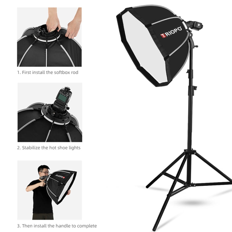 TRIOPO KS90 Diffusore Softbox parabolico a cupola Speedlite Flash da 90 cm con impugnatura a staffa per Speedlite, KS90