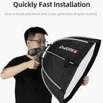 TRIOPO KS90 Diffusore Softbox parabolico a cupola Speedlite Flash da 90 cm con impugnatura a staffa per Speedlite, KS90