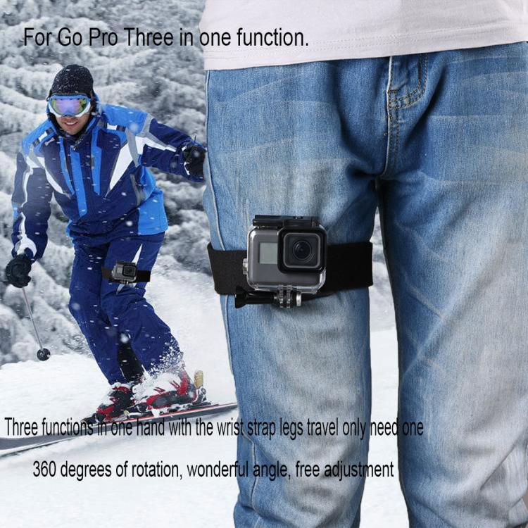 GP278 Cinghie per gambe, polsi e polsi 3 in 1 Supporto con rotazione di 360 gradi per GoPro Hero11 Black / HERO10 Black / HERO9 Black / HERO8 Black / HERO7 /6 /5 /5 Session /4 Session /4 /3+ /3 /2 /1, Insta360 ONE R, DJI Osmo Action e altre action came...