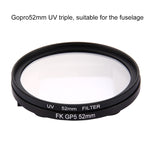 Filtro per lenti UV a cerchio rotondo 3 in 1 da 52 mm con cappuccio per GoPro HERO7 Nero/6/5, 52mm UV Lens
