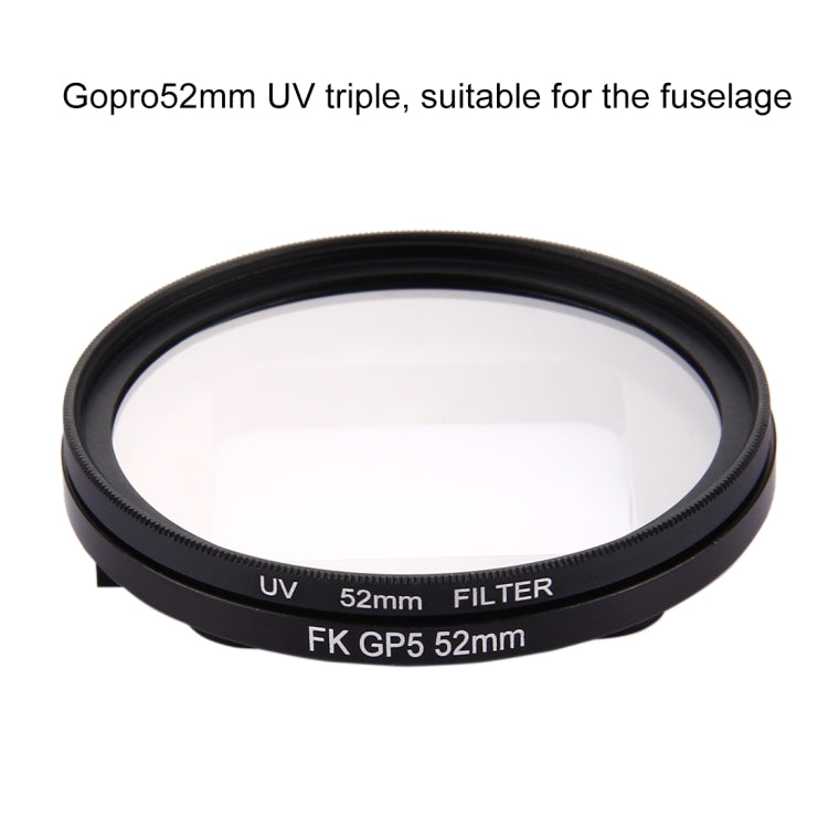 Filtro per lenti UV a cerchio rotondo 3 in 1 da 52 mm con cappuccio per GoPro HERO7 Nero/6/5, 52mm UV Lens