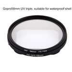 Filtro per lenti UV a cerchio rotondo 3 in 1 da 58 mm con cappuccio per GoPro HERO7 Nero/6/5, 58mm UV Lens