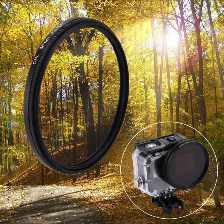 Filtro per obiettivo CPL circolare rotondo 3 in 1 da 58 mm con cappuccio per GoPro HERO7 Nero/6/5, 58mm CPL Lens