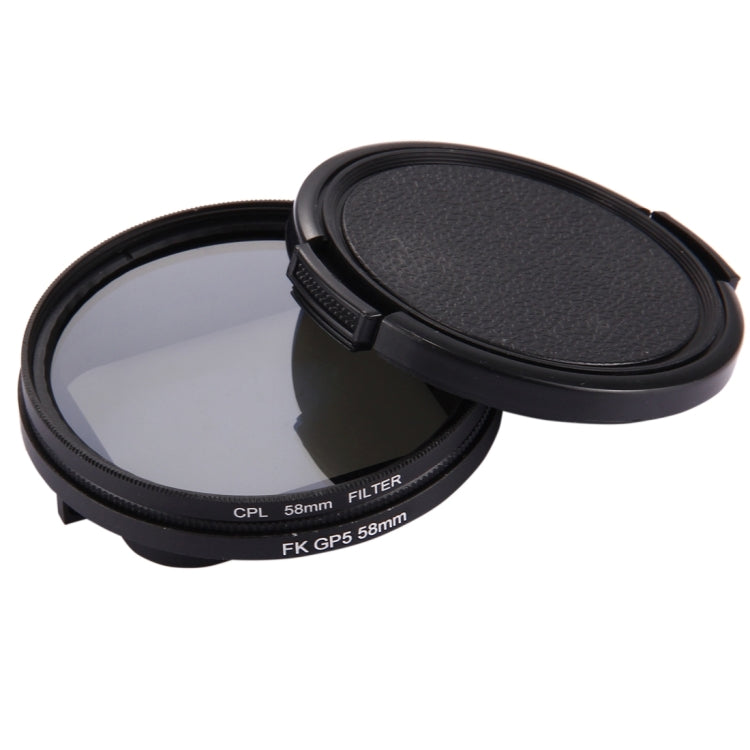 Filtro per obiettivo CPL circolare rotondo 3 in 1 da 58 mm con cappuccio per GoPro HERO7 Nero/6/5, 58mm CPL Lens