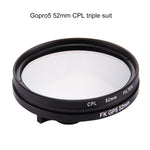 Filtro per obiettivo CPL circolare rotondo 3 in 1 da 52 mm con cappuccio per GoPro HERO7 Nero/6/5, 52mm CPL Lens