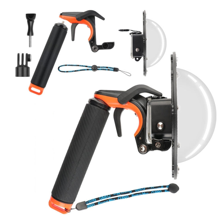Grilletto dell'otturatore + Coperchio trasparente della lente della porta a cupola + Impugnatura galleggiante Bastone di galleggiamento per immersione con cinturino regolabile anti-smarrimento, vite e chiave per GoPro HERO7 /6 /5                       ...