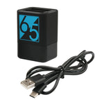 Caricabatterie doppio per batterie con cavo USB-C/Type-C per GoPro HERO6 /5, Charger with TYPE-C Cable