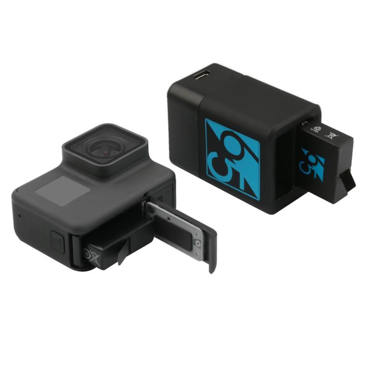 Caricabatterie doppio per batterie con cavo USB-C/Type-C per GoPro HERO6 /5, Charger with TYPE-C Cable